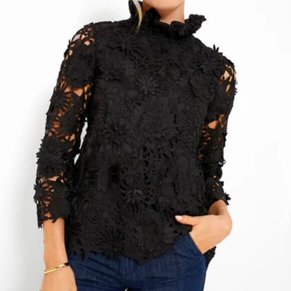 Tuckernuck Guipure Lace Faye Blouse black size XXXL event party holiday - Picture 3 of 11